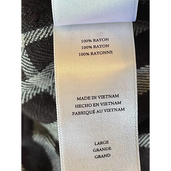 Rails Size L Black and White Plaid Soft Rayon Button Front Long Sleeve Top - Picture 9 of 10